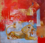Lion of Ur, oil on canvas, by Dor Duncan